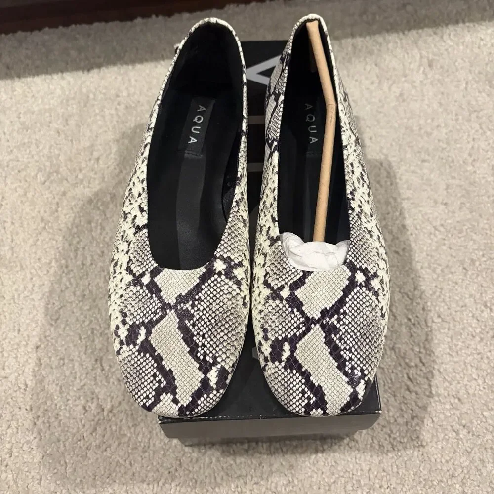 Bloomingdale’s AQUA AQ-Jade Snake Print Ballet Flats Shoes Sandals Women's 7.5